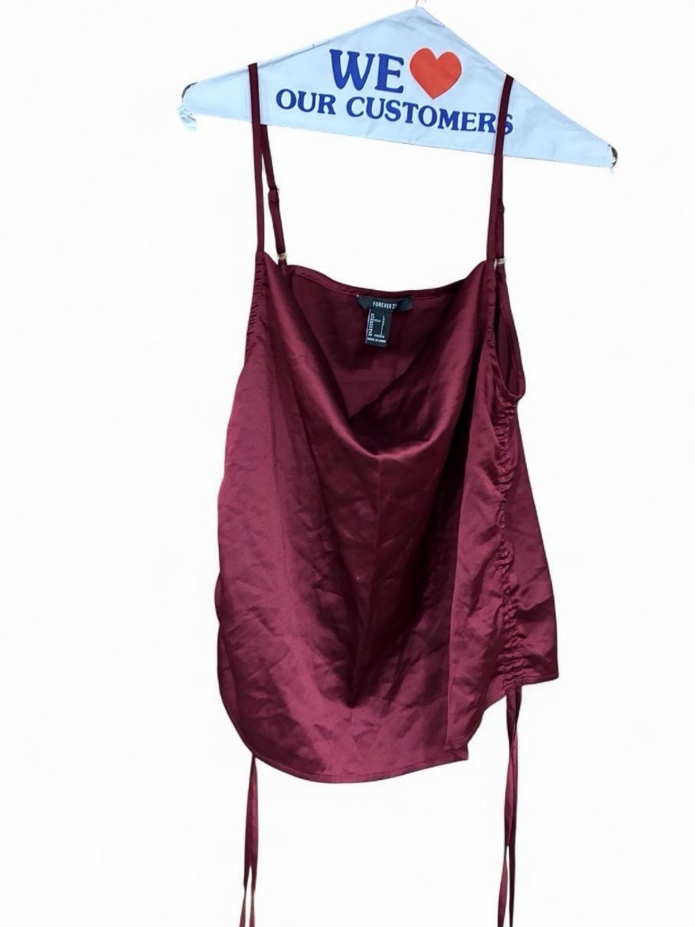 Forever 21 Wine Satin Cowl Neck Spaghetti Strap Camisole